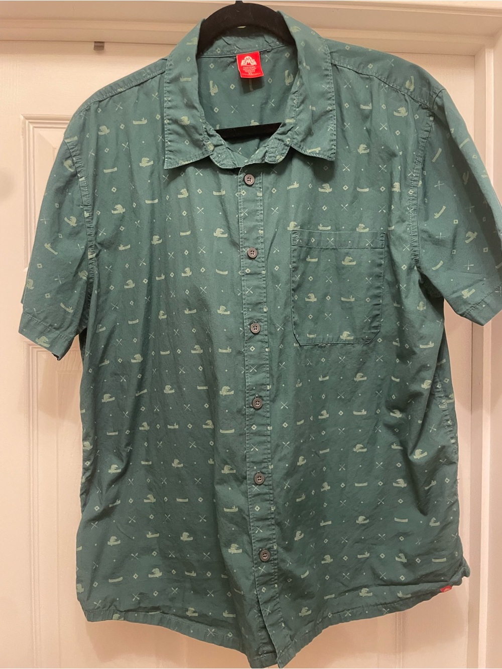 Eastern Mountain Sports Short-Sleeve Teal Green Button-Down Shirt